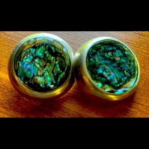 Abalone and Silver Clip-On Earrings